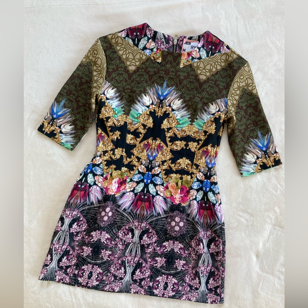 Korean brand Jerry Hall unique floral digital Patterned Dress